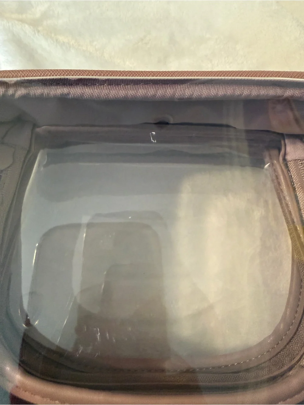 Calpak Small Clear Pink Travel Cosmetic Case in Mauve